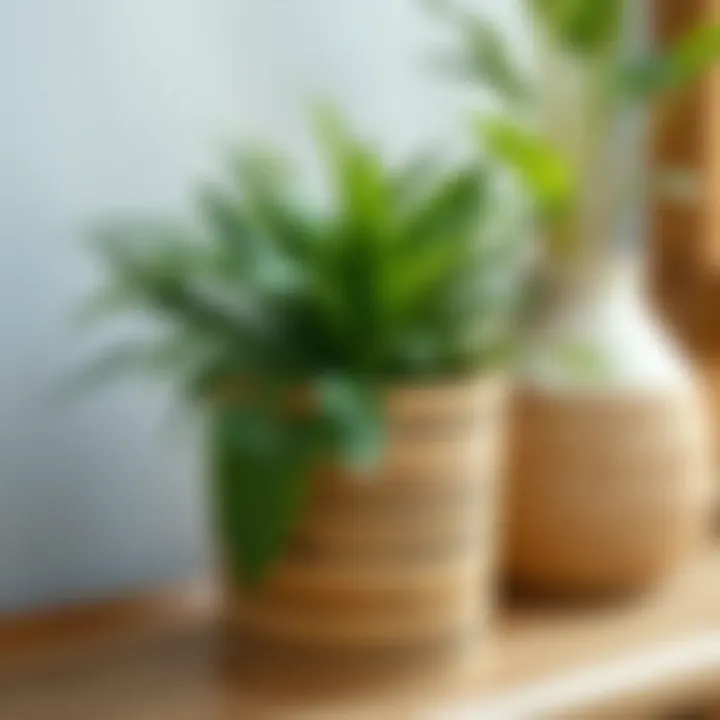 Sustainable Bamboo Pot with Lush Greenery Eco-friendly bamboo plant pot with greenery