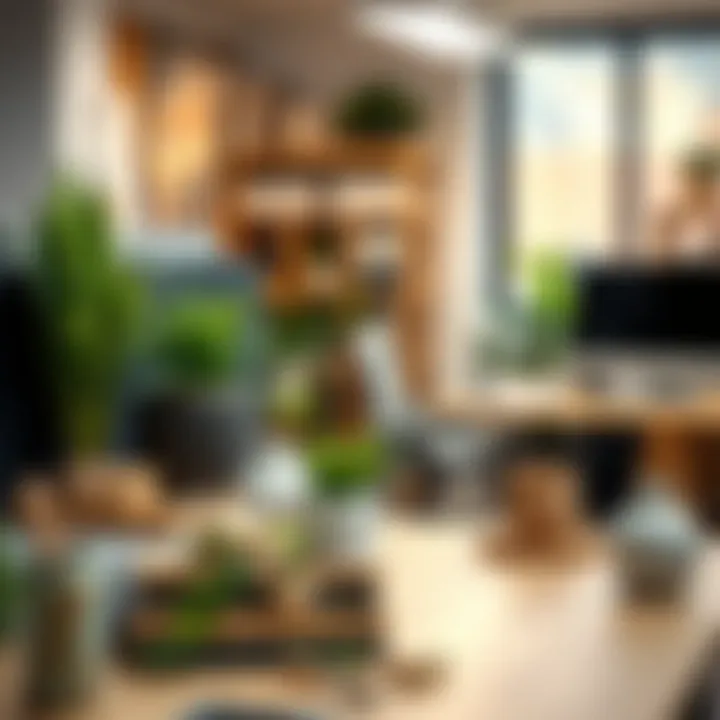 Sustainable Decor in the Workspace Sustainable decor elements in a workspace