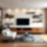 Elegant floating shelves in a modern living room