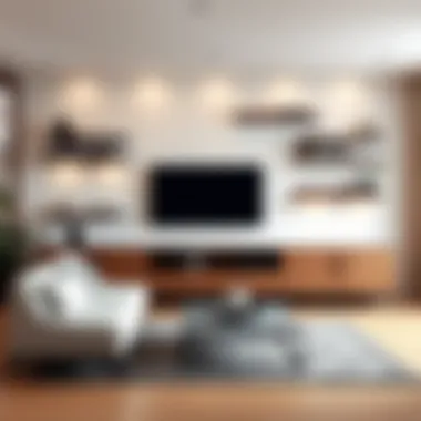 Elegant floating shelves in a modern living room