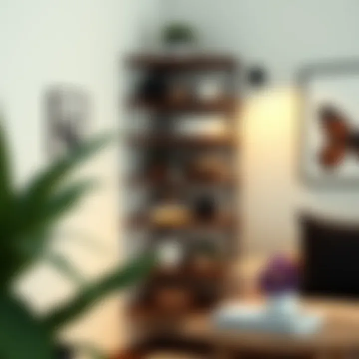 Stylish corner shelving unit showcasing decorative items