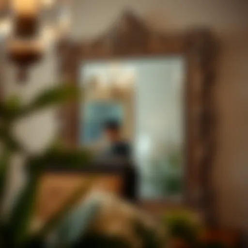 Intricate Frame Details of a Mirror Elegant design of an 18 x 14 mirror showcasing intricate frame details