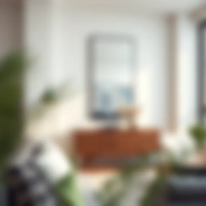 Modern Interior with Mirror Integration A well-styled modern interior featuring an 18 x 14 mirror