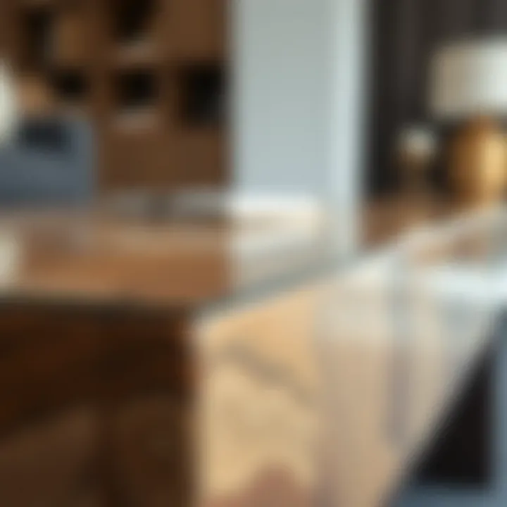 Close-up of materials used in double square coffee table