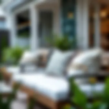 Serene Outdoor Setting with Coordinating Throw Pillows A serene outdoor setting with coordinating throw pillows