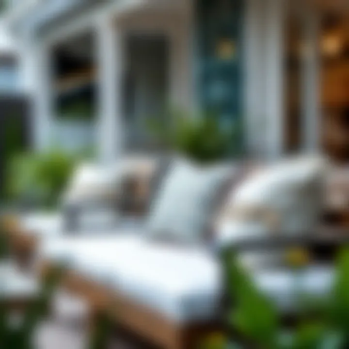 Serene Outdoor Setting with Coordinating Throw Pillows A serene outdoor setting with coordinating throw pillows