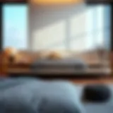 Elegant floating shelf bed in a modern bedroom setting