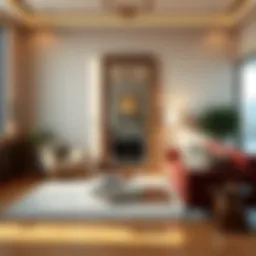 Elegant floor length mirror in a modern living room