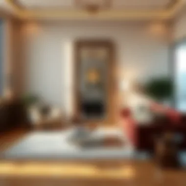 Elegant floor length mirror in a modern living room