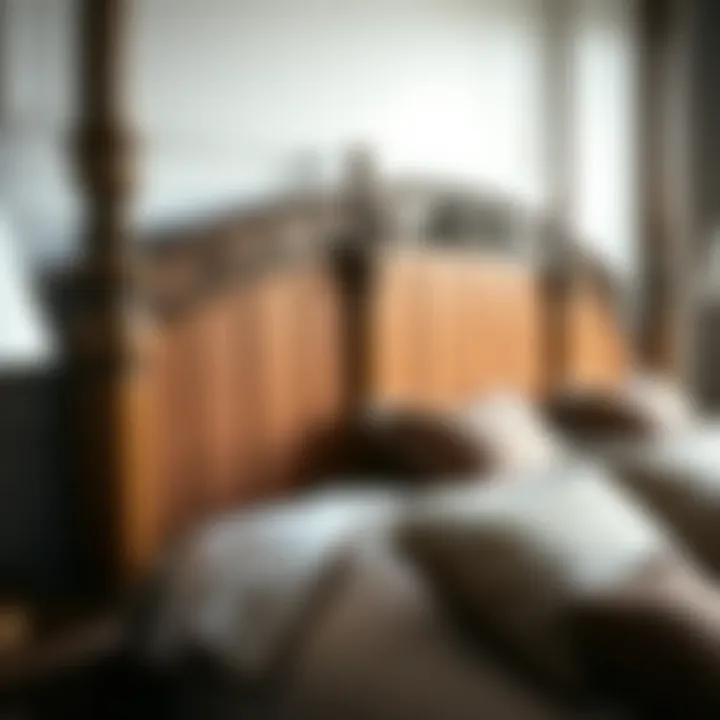 Detailing the Elegance of Four Poster Headboards Close-up of a four poster headboard with decorative elements and accents