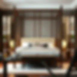 Elegant four poster headboard in a modern bedroom setting