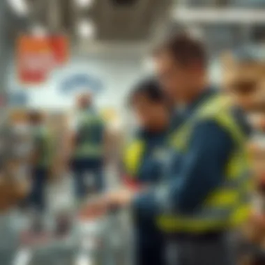 Lowe's staff assisting with glass cutting service