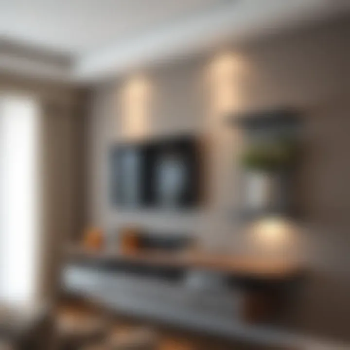 Installing a Gray Floating TV Shelf Installation process of a gray floating TV shelf