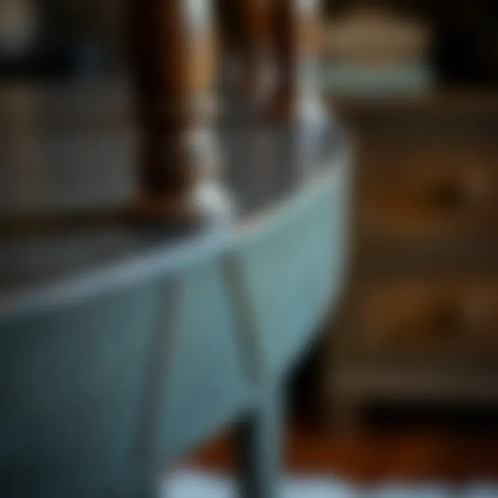 Detail of craftsmanship on a half round console table