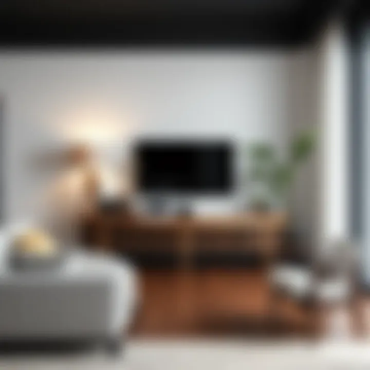 Stylish half round console table in modern living room