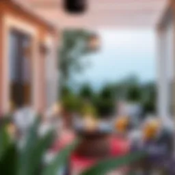 Elegant outdoor patio showcasing Hampton Bay striped cushions on stylish furniture