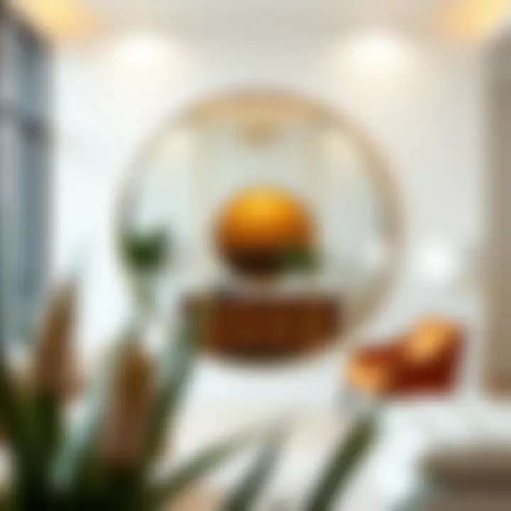 Round Mirror as Focal Point in Modern Entryway Stylish round mirror as a focal point in a modern entryway