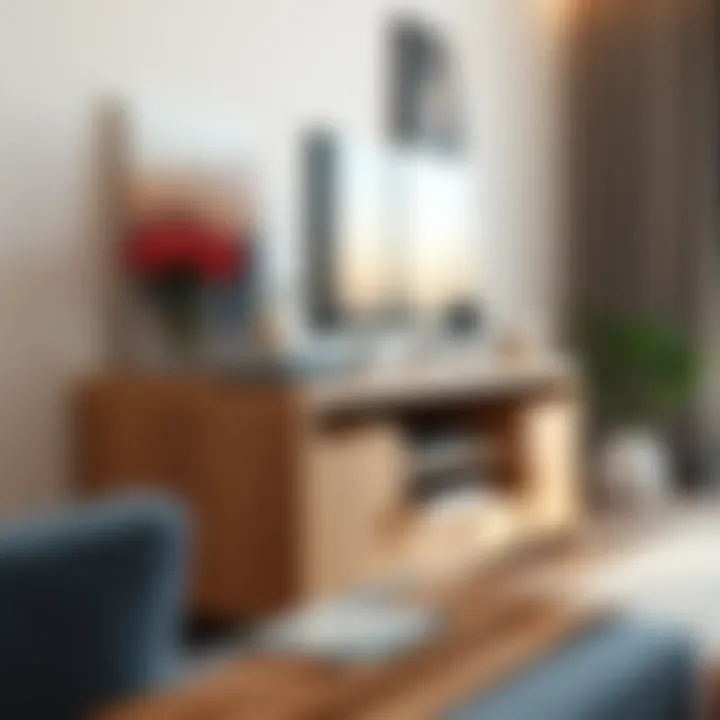 Compact TV Base Stand with Storage Solutions Compact small TV base stand with storage solutions