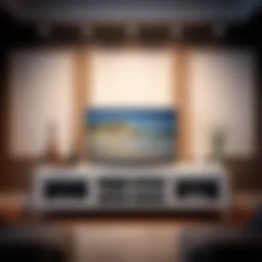 Elegant TV Stand with Decorative Touches Elegant small TV stand adorned with decorative elements