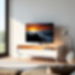 Sleek small TV base stand with modern design