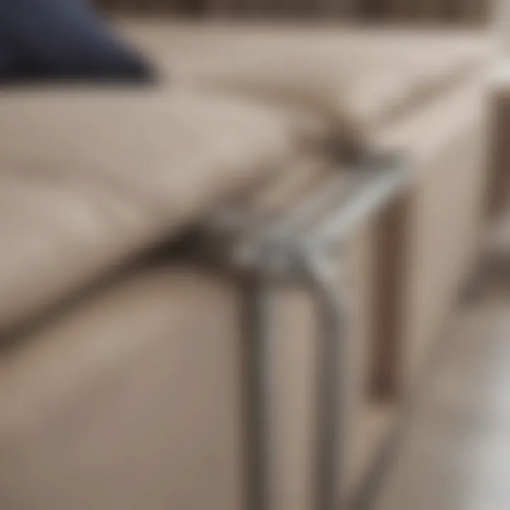 Close-up of sofa bed mechanism showcasing functionality