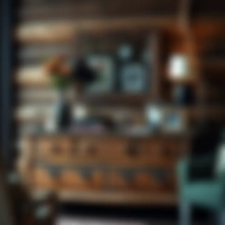 Decorative Touches on a Rustic Log Dresser Stylish log dresser decorated with accessories that enhance its rustic appeal