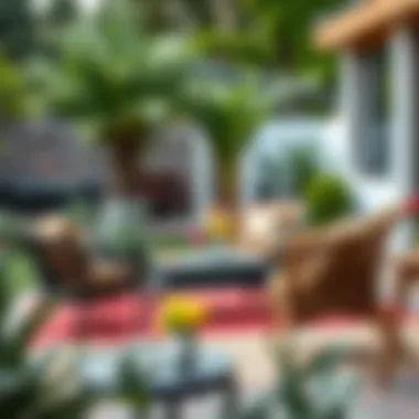 Trendy Outdoor Seating Arrangement Trendy outdoor seating arrangement in a garden setting