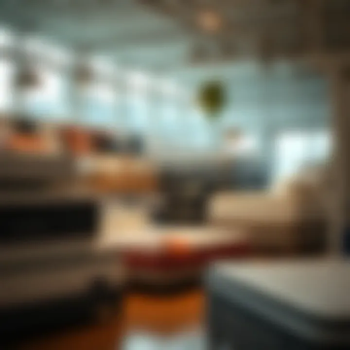 A modern mattress station showcasing various mattress types