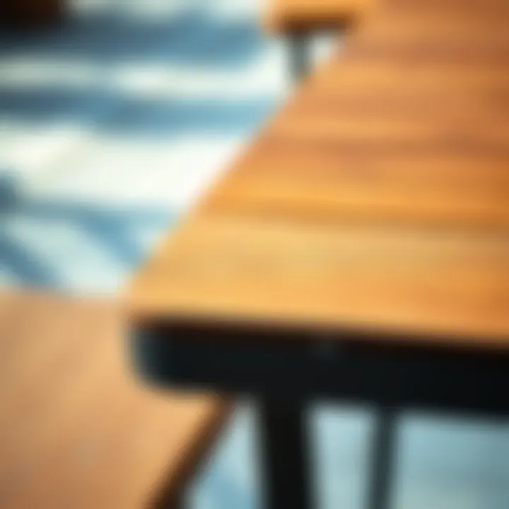 Close-Up of Durable Surface Close-up of the durable surface of a metal table mimicking wood