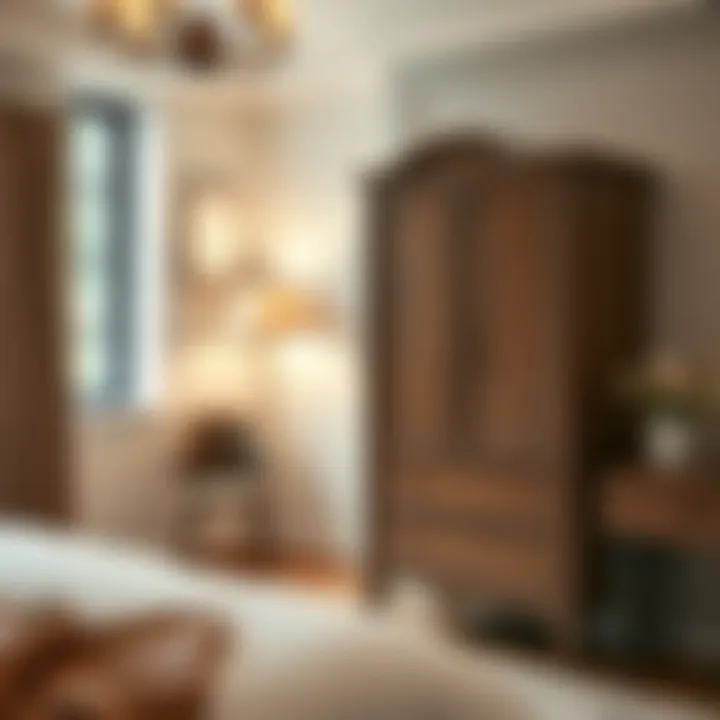 Armoire Dresser in Cozy Bedroom Beautifully integrated armoire dresser in a cozy bedroom setting