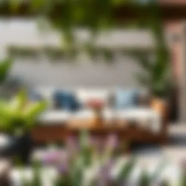Customized Storage Loveseat in a Patio Space Personalized patio space showcasing a customized storage loveseat