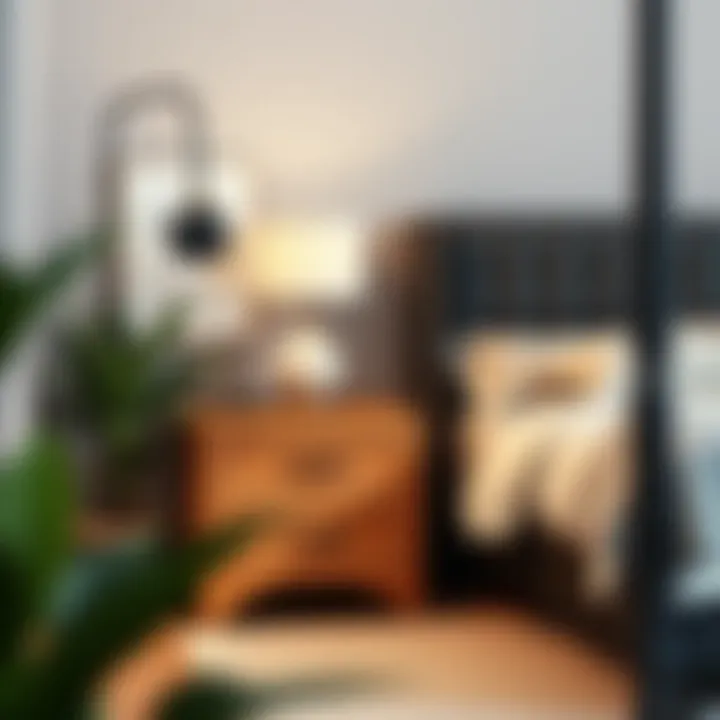 Cozy Corner with Stylish Narrow Nightstand Set Stylish narrow nightstand set in a cozy corner