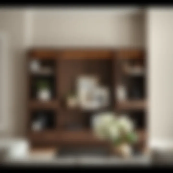 Stylish not deep bookcase showcasing decorative items