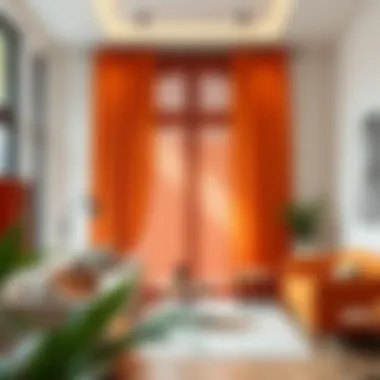Elegant orange curtains enhancing a modern living room