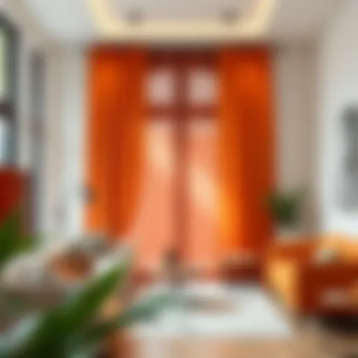 Elegant Orange Curtains in a Modern Setting Elegant orange curtains enhancing a modern living room