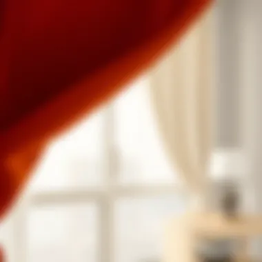 Close-up of textured orange fabric for curtains