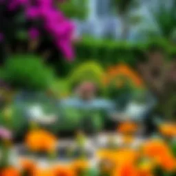 Stylish outdoor garden bistro set in a vibrant garden