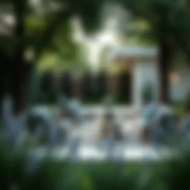 Elegant Outdoor Love Seat Sectional Elegant outdoor love seat sectional in a tranquil garden