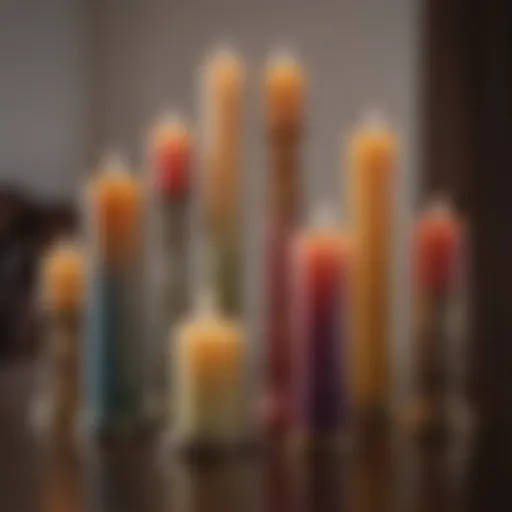 Elegant display of assorted pillar candle sets in various heights and colors.