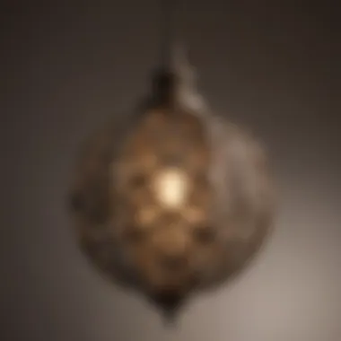 Close-up of a vintage-style swag light with intricate design