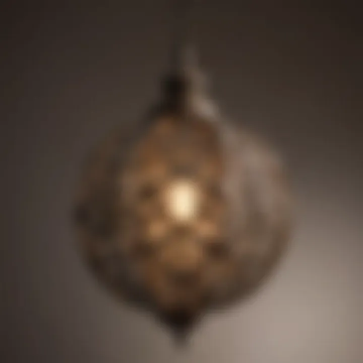 Close-up of a vintage-style swag light with intricate design