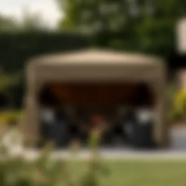 Elegant sectional outdoor cover protecting furniture in a garden