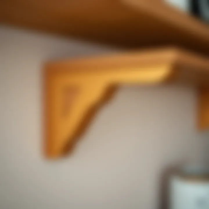 Craftsmanship in Shelf Brackets Close-up of a unique shelf bracket highlighting craftsmanship