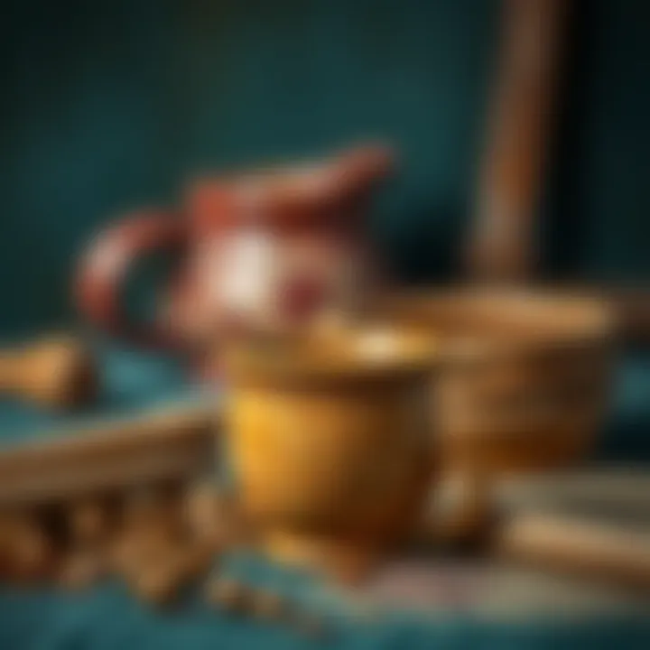 Materials in Turkish Coffee Cup Craftsmanship Close-up of materials used in Turkish coffee cup craftsmanship