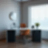 Sleek slim desk with integrated storage solutions