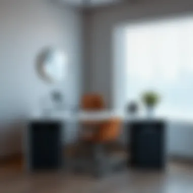 Sleek slim desk with integrated storage solutions