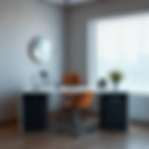 Sleek slim desk with integrated storage solutions