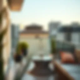 Elegant balcony with minimalistic furniture