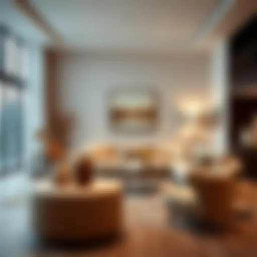 Elegant living room showcasing modern furniture designs