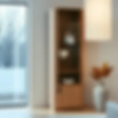 Sleek Tall Modern China Cabinet Elegant tall modern china cabinet featuring sleek lines and glass shelving